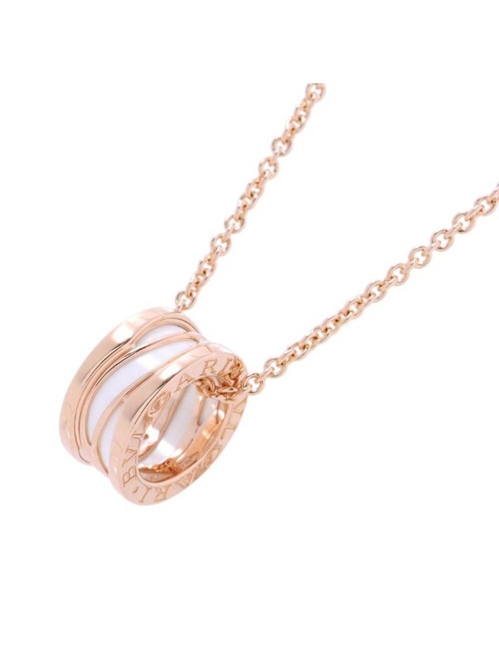 Bvlgari Necklace B.zero1 Legend 18k Pink Gold White Ceramic Pendant